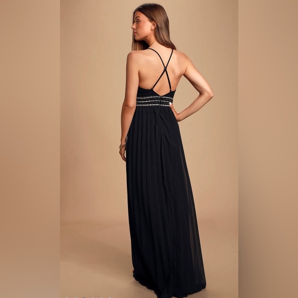 Glamorous Gala Black Embroidered Maxi Dress - Picture 3 of 11